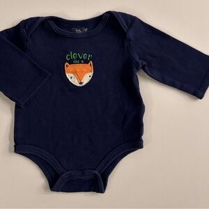 Rene Rofe Baby Navy Bodysuit with Fox Design 6-9M EUC